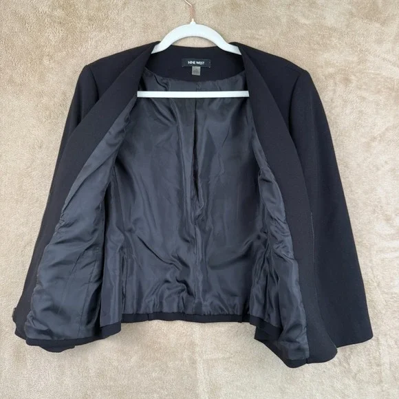 Nine West Womens Blazer Size 12 Black Fitted Career Jacket Business Chic Office - Picture 5 of 12